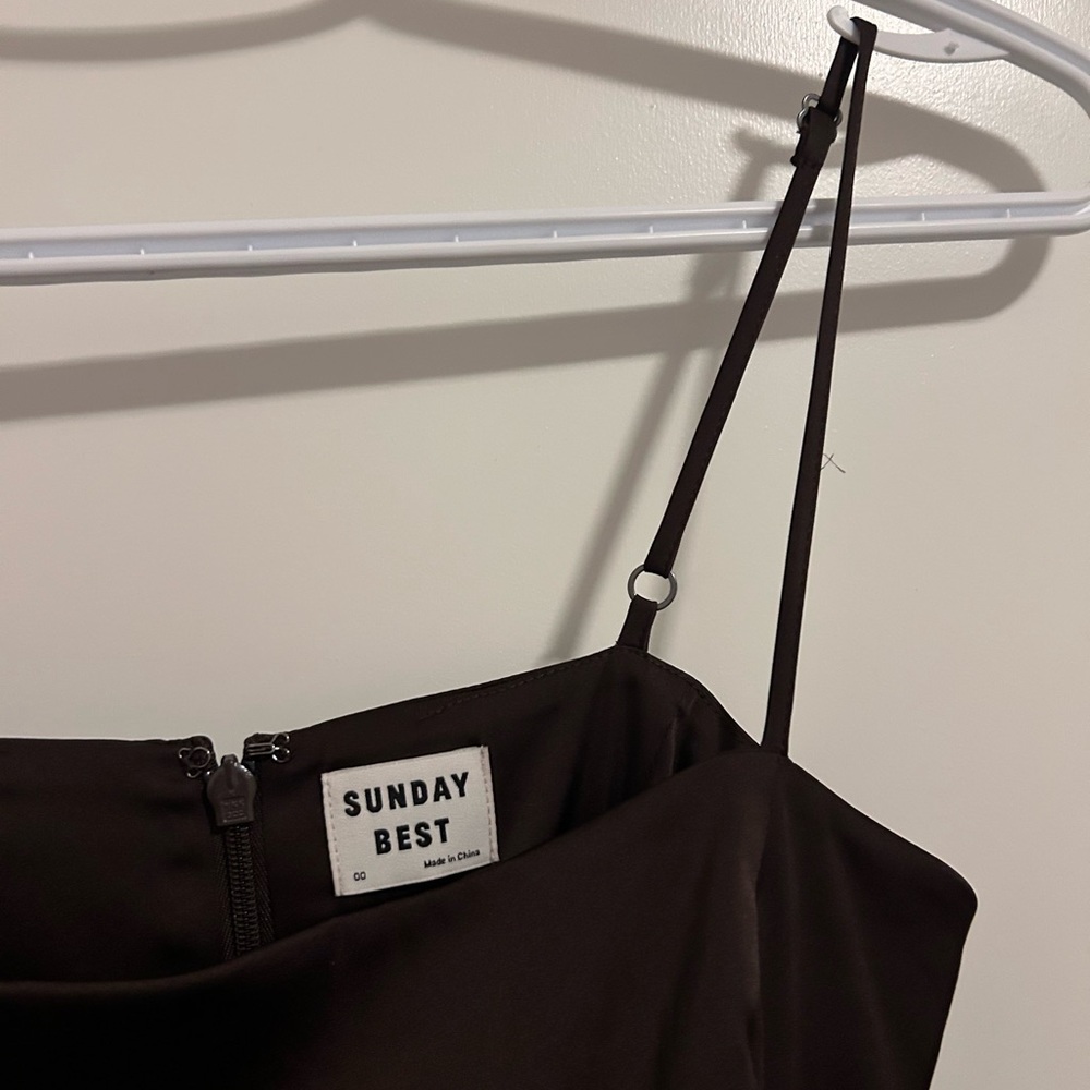Sunday Best Chocolate Brown Satin Cami Dress - Picture 5 of 8